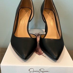 Jessica Simpson black leather heels size 8